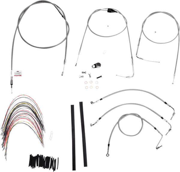 Burly Brand B30-1082 Extended Cable/Brake Line Kit for 14in. Gorilla Handlebars - Stainless Steel - sxspowersports