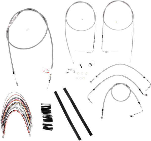 Burly Brand B30-1086 Extended Cable/Brake Line Kit for 16in. Gorilla Handlebars - Stainless Steel - sxspowersports