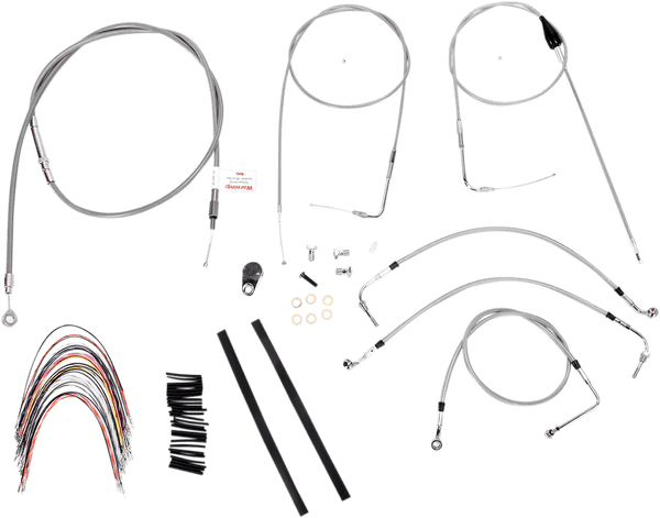 Burly Brand B30-1088 Extended Cable/Brake Line Kit for 14in. Gorilla Handlebars - Stainless Steel - sxspowersports
