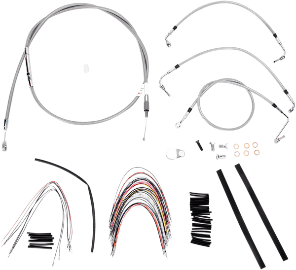 Burly Brand B30-1092 Extended Cable/Brake Line Kit for 16in. Gorilla Handlebars - Stainless Steel - sxspowersports