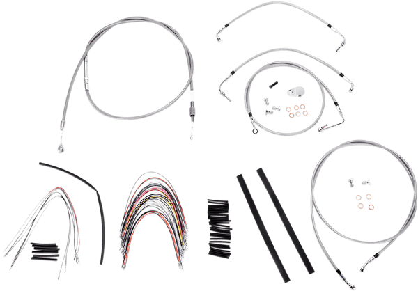 Burly Brand B30-1095 Extended Cable/Brake Line Kit for 16in. Gorilla Handlebars - Stainless Steel - sxspowersports