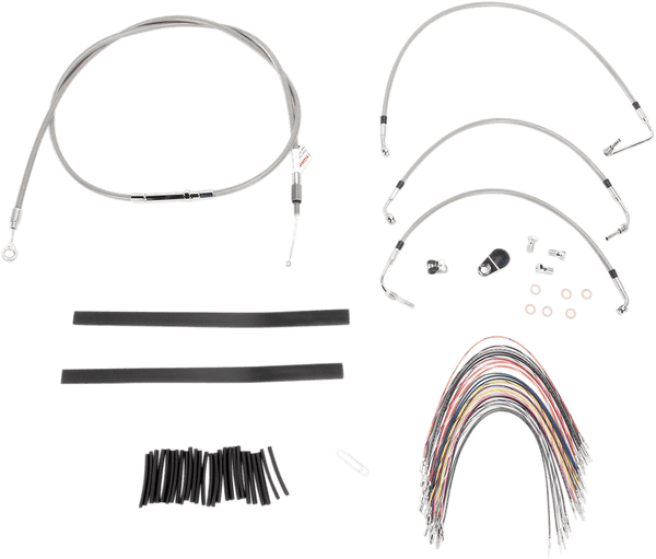 Burly Brand B30-1103 Extended Cable/Brake Line Kit for 13in. Gorilla Handlebars - Stainless Steel - sxspowersports