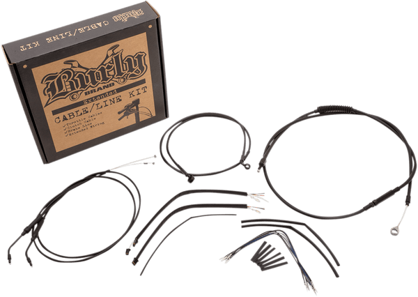 Burly Brand B30-1107 Extended Cable/Brake Line Kit for 14in. Ape Handlebars - Black Vinyl - sxspowersports