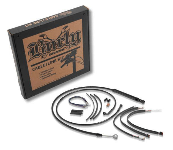 Burly Brand B30-1253 Black Vinyl Handlebar Cable & Brake Line Kit for Jail Bars - 14in. - sxspowersports