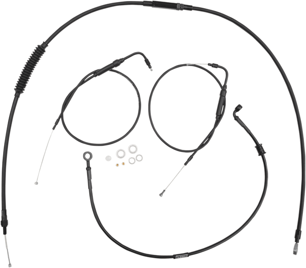 Burly Brand B30-1270 Extended Cable/Brake Line Kit for Clubman Handlebars - Black - sxspowersports