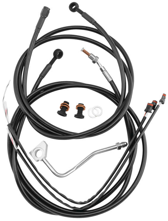 Burly Brand B30-1290 Extended Cable/Brake Line Kit for 13in. Ape Handlebars - Black - sxspowersports