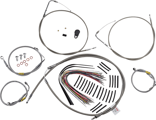 Burly Brand B30-1293 Extended Cable/Brake Line Kit for 13in. Gorilla Handlebars - Stainless Steel - sxspowersports