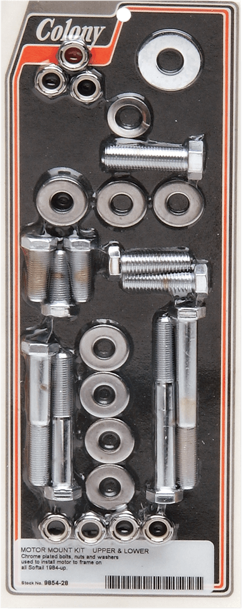 Colony 9854-28 Upper and Lower Motor Mount Chrome Hex Head Bolt Kit - sxspowersports