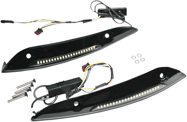 Custom Dynamics CD-RG-WT-15-B Windshield Trim with Turn Signals - Gloss Black - sxspowersports
