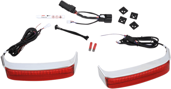 Custom Dynamics CD-SB-SS6-CR Saddlebag Lights for H-D OE Saddlebags - Chrome Finish - Red Lens - sxspowersports