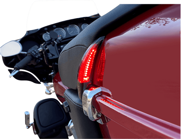 Custom Dynamics CD-TPBR-14BCMRB Tour-Pak Backrest LED - Black With Red Lens - sxspowersports