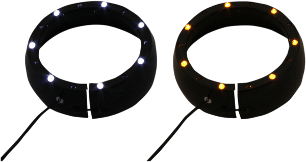 Custom Dynamics CDTB-45TR-2B Passing Lamp Trim Rings with White DRL and LED Turn Signals - Black - sxspowersports