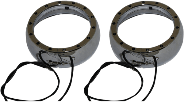Custom Dynamics CDTB-45TR-2B Passing Lamp Trim Rings with White DRL and LED Turn Signals - Black - sxspowersports