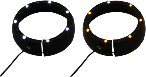 Custom Dynamics CDTB-45TR-2C Passing Lamp Trim Rings with White DRL and LED Turn Signals - Chrome - sxspowersports