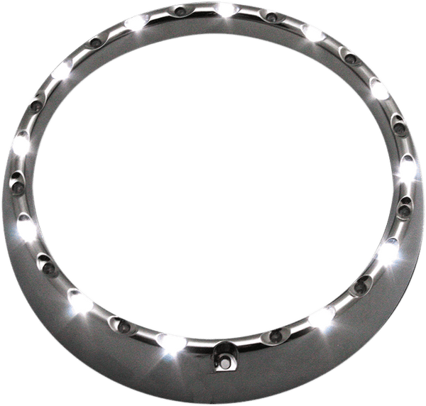 Custom Dynamics CDTB-BAT-W-B 7in. LED Halo Headlight Trim Rings with Built-In Turn Signals - Gloss Black/White - sxspowersports