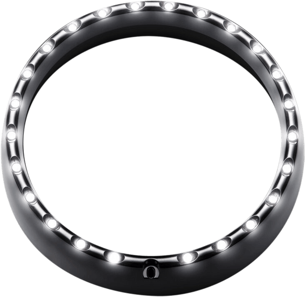 Custom Dynamics CDTB-BAT-W-B 7in. LED Halo Headlight Trim Rings with Built-In Turn Signals - Gloss Black/White - sxspowersports
