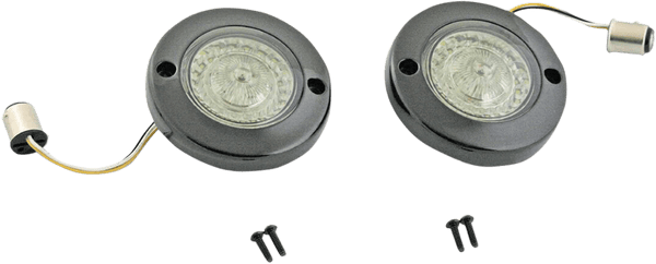 Custom Dynamics PB-FB-R-1156BR Probeam Flat Bezel LED Turn Signal Inserts for Models with 1156 Contact Bases - Black/Red Lens - sxspowersports