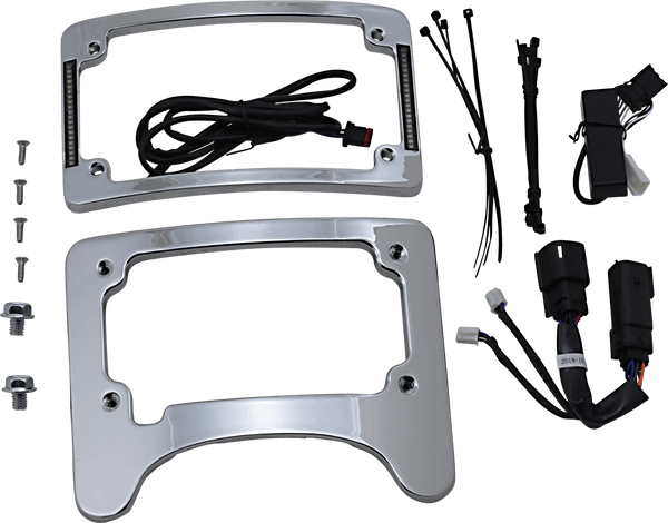 Custom Dynamics TS-ELIM-06BCM-C Turn Signal Eliminator with Tri-Radius Iluminated Plate Frame - Chrome - sxspowersports