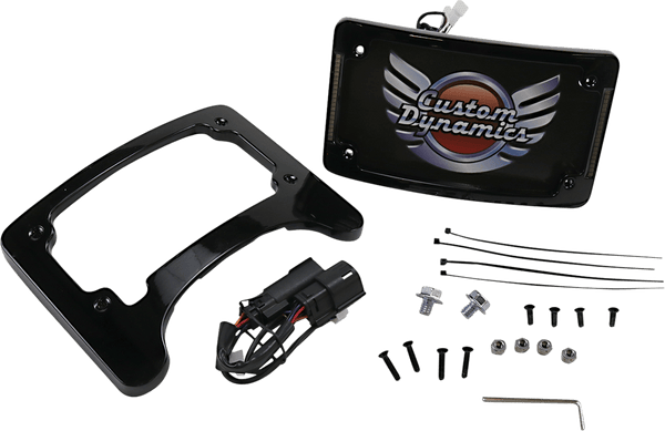 Custom Dynamics TS-ELIM-06HW-B Turn Signal Eliminator with Tri-Radius Iluminated Plate Frame - Gloss Black - sxspowersports