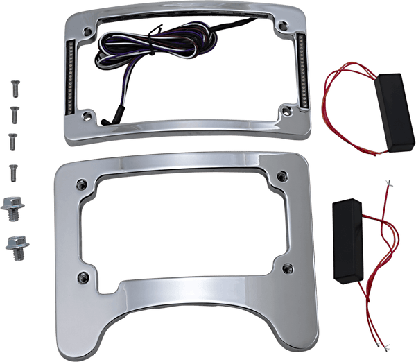 Custom Dynamics TS-ELIM-06HW-B Turn Signal Eliminator with Tri-Radius Iluminated Plate Frame - Gloss Black - sxspowersports