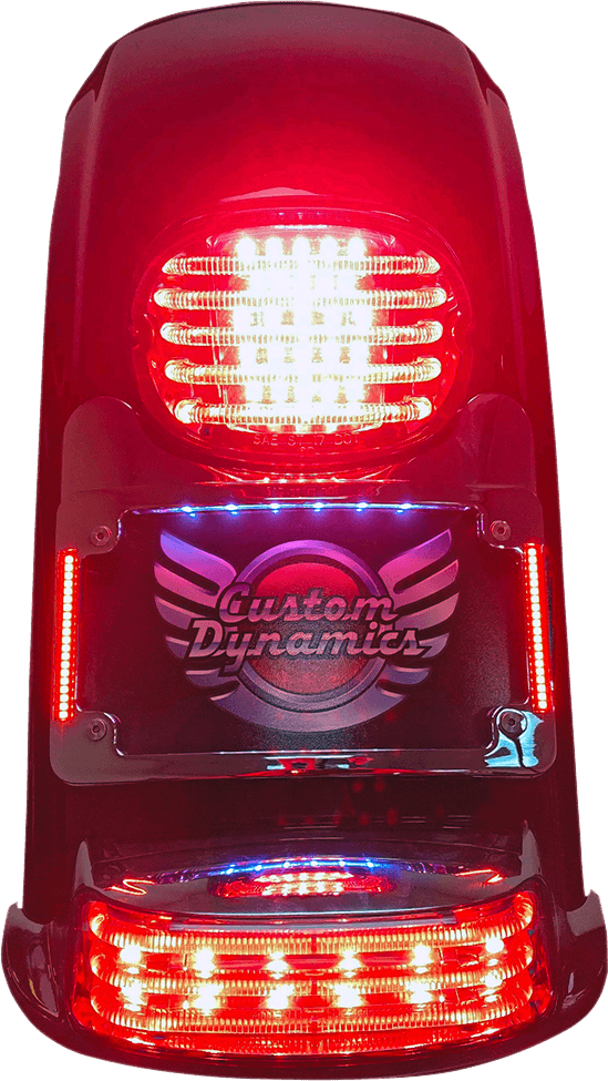 Custom Dynamics TS-ELIM-06HW-B Turn Signal Eliminator with Tri-Radius Iluminated Plate Frame - Gloss Black - sxspowersports