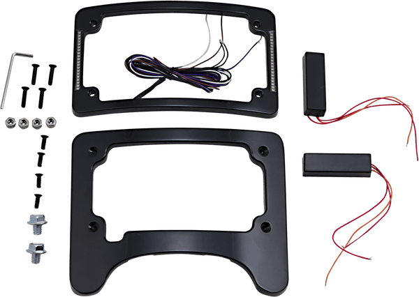 Custom Dynamics TS-ELIM-06HW-B Turn Signal Eliminator with Tri-Radius Iluminated Plate Frame - Gloss Black - sxspowersports