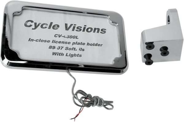 Cycle Visions CV-4606L In Close Vertical License Plate Holder with Plate Light - Chrome - sxspowersports
