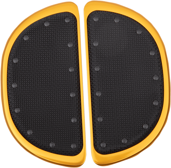 Cyclesmiths 106-G Banana Board Rear Floorboard Covers - Gold with Rivets - sxspowersports