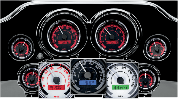 Dakota Digital MVX-8200-WK-C MVX-8K Analog/Digital Plug-In Instrumentation Two-Gauge Kit - White/Black Background - Chrome Bezel - sxspowersports