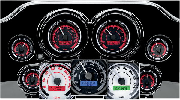 Dakota Digital MVX-8604-KG-C MVX-8K Analog/Digital Plug-In Instrumentation Six-Gauge Kit - Black/Gray Background - Chrome Bezel - sxspowersports