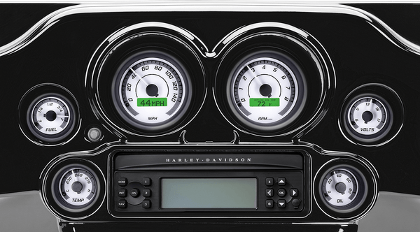 Dakota Digital MVX-8604-WG-K MVX-8K Analog/Digital Plug-In Instrumentation Six-Gauge Kit - White/Gray Background - Black Bezel - sxspowersports