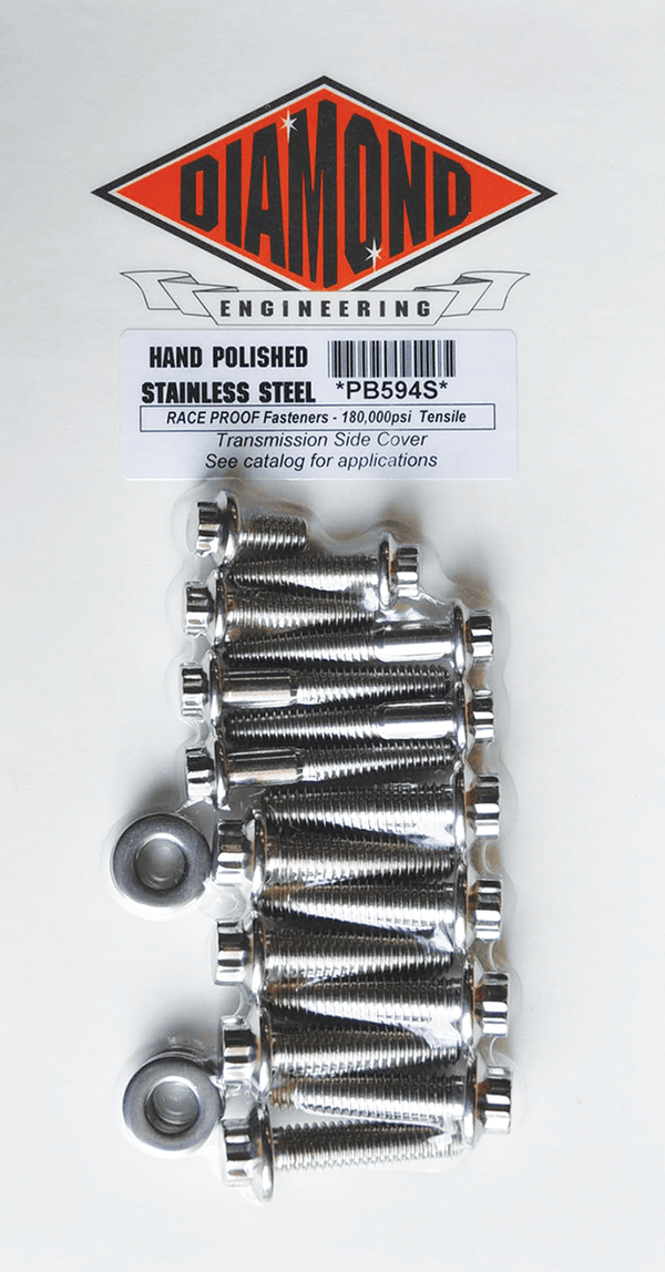 Diamond Engineering DE5205HP Transmission Side Cover OEM-Style Polished Stainless Engine Bolt Kit - sxspowersports
