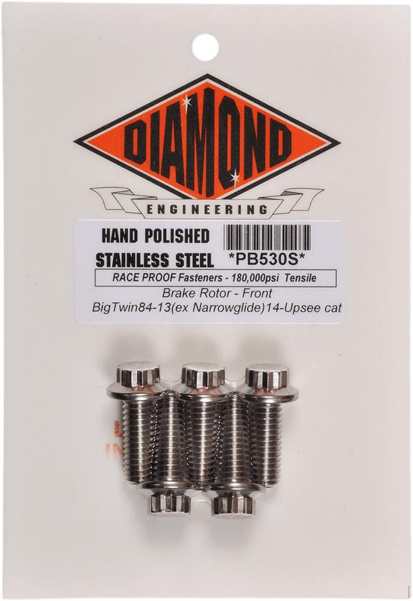 Diamond Engineering PB530S 12-Point Polished Stainless Front Brake Rotor Bolt Kit - sxspowersports