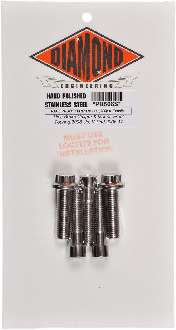 Diamond Engineering PS705S Front Caliper Mount 12-Point Polished Stainless Individual Brake Bolt Kit - sxspowersports