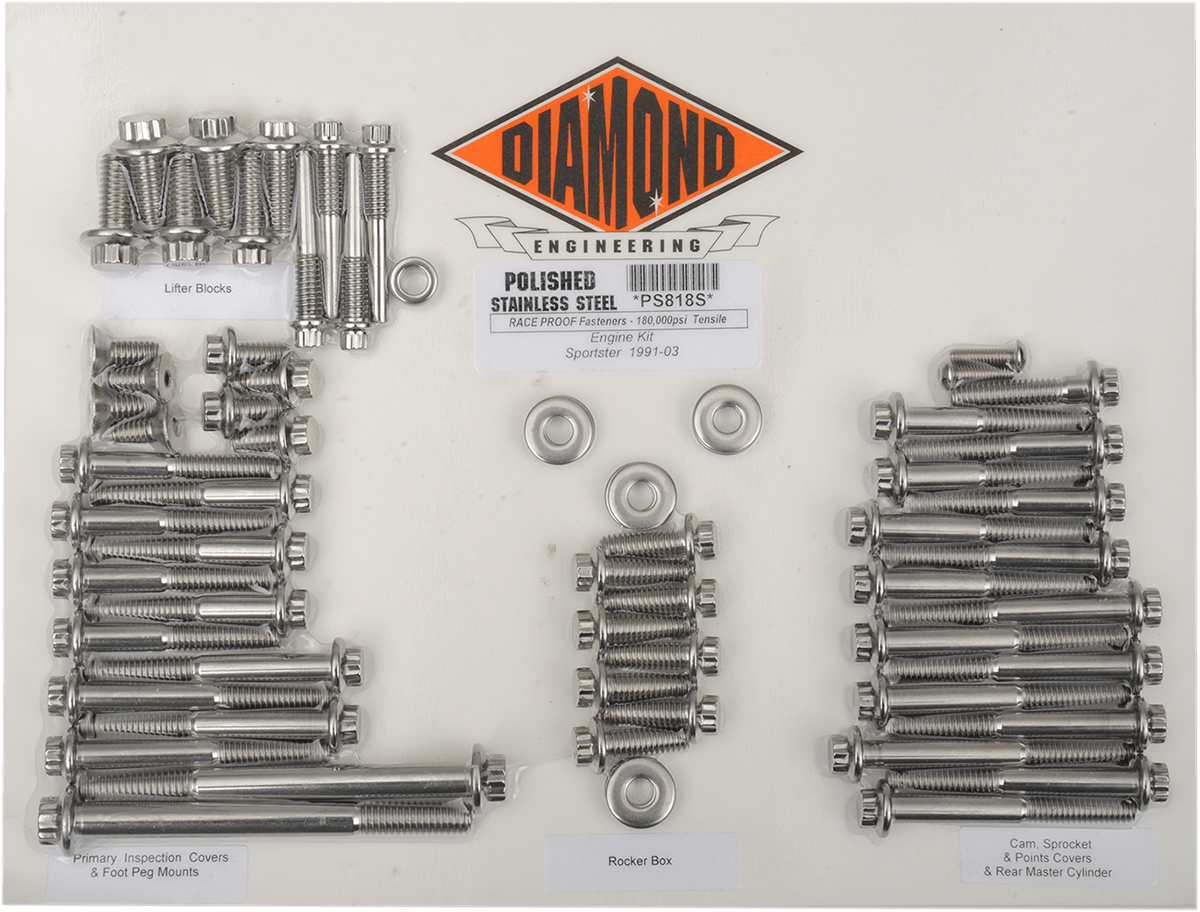 Diamond Engineering PS818S 12-Point Polished Stainless Engine Kit 