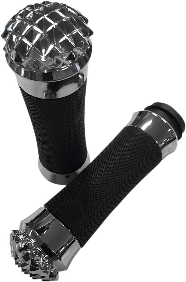 Eddie Trotta Designs TC-791 Two-Piece Comfort Grips - Dead End - Chrome - sxspowersports