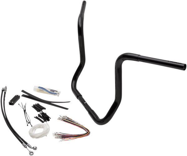 Fat Baggers, Inc. 909414-B 1-1/4in. EZ Install Handlebar Kit with Round Top Handlebars - Gloss Black - sxspowersports