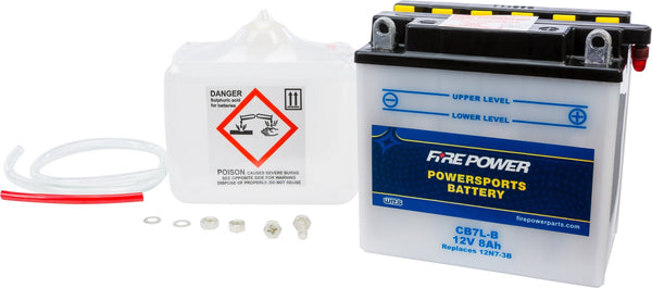 Fire Power CB7L-B Conventional 12V Heavy Duty Battery With Acid Pack - sxspowersports