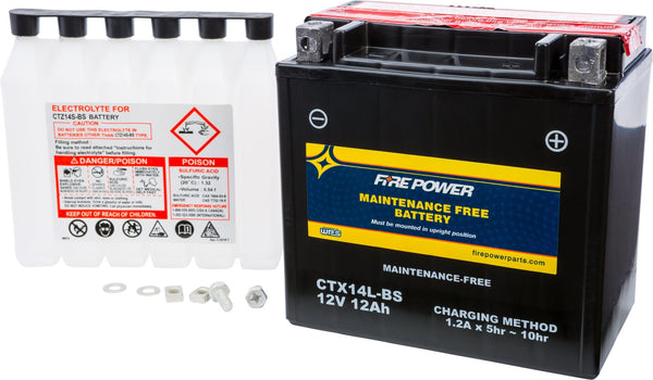 Fire Power CTX14L-BS Maintenence Free Sealed Battery - sxspowersports