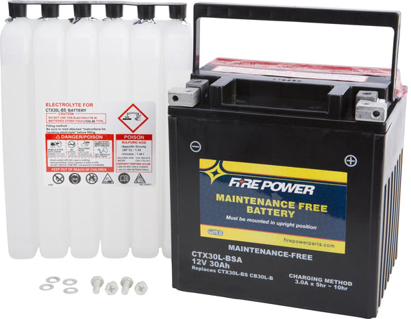Fire Power CTX30L-BSA Sealed AGM Battery - sxspowersports