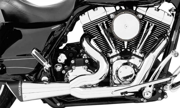 Freedom Performance HD00852 2 Into 1 Shorty Exhaust System - Chrome/Black Sculpted Tip - sxspowersports