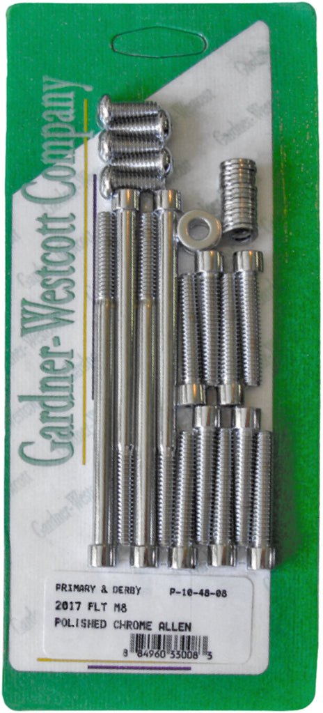 Gardner-Westcott P-10-48-08 Primary and Derby Covers Chrome Steel Socket-Head Bolt Kit - sxspowersports
