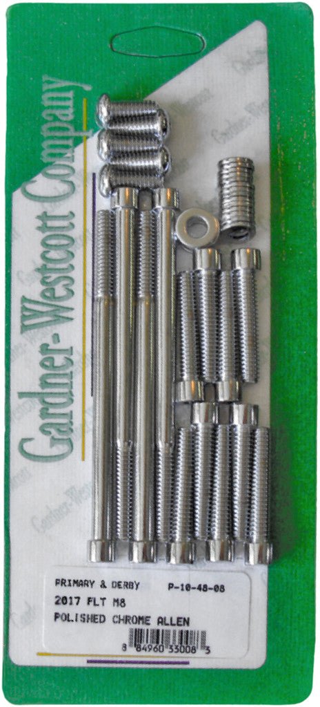 Gardner-Westcott P-10-48-08 Primary and Derby Covers Chrome Steel Socket-Head Bolt Kit - sxspowersports