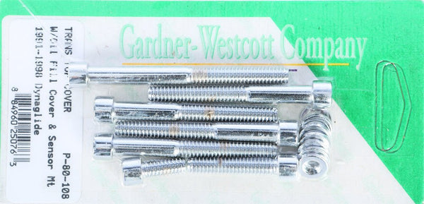 Gardner-Westcott P-80-108 Transmission Top Cover Polished Chrome Plated Allen Bolt Kit - sxspowersports