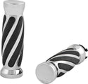 HardDrive 17-0543 Barrel Style Twisted Grips with Dual Throttle Sleeve - Black Rubber - sxspowersports