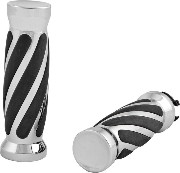 HardDrive 17-0543 Barrel Style Twisted Grips with Dual Throttle Sleeve - Black Rubber - sxspowersports