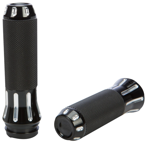 HardDrive 354127 Fly By Wire Throttle Venom Custom Grips - Raw Cut - Black - sxspowersports