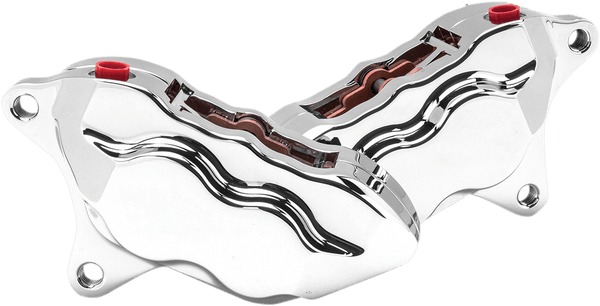 Hawg Halters Inc FKDDCC5018 4 Piston Dual Disc Front Brake Caliper Kit - Chrome - sxspowersports