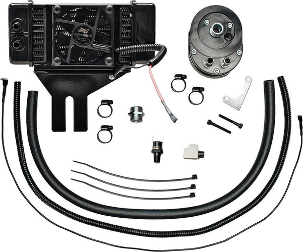 Jagg 751-FP2500 Horizontal Low-Mount 10 Row Fan-Assisted Oil Cooler Kit - Black - sxspowersports