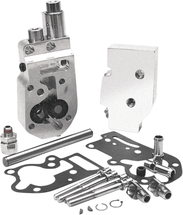 Jims 1753B Flow Pro 1 Billet Oil Pump Complete Assembly - Black with Bottom Feed/Return Oil Lines - sxspowersports